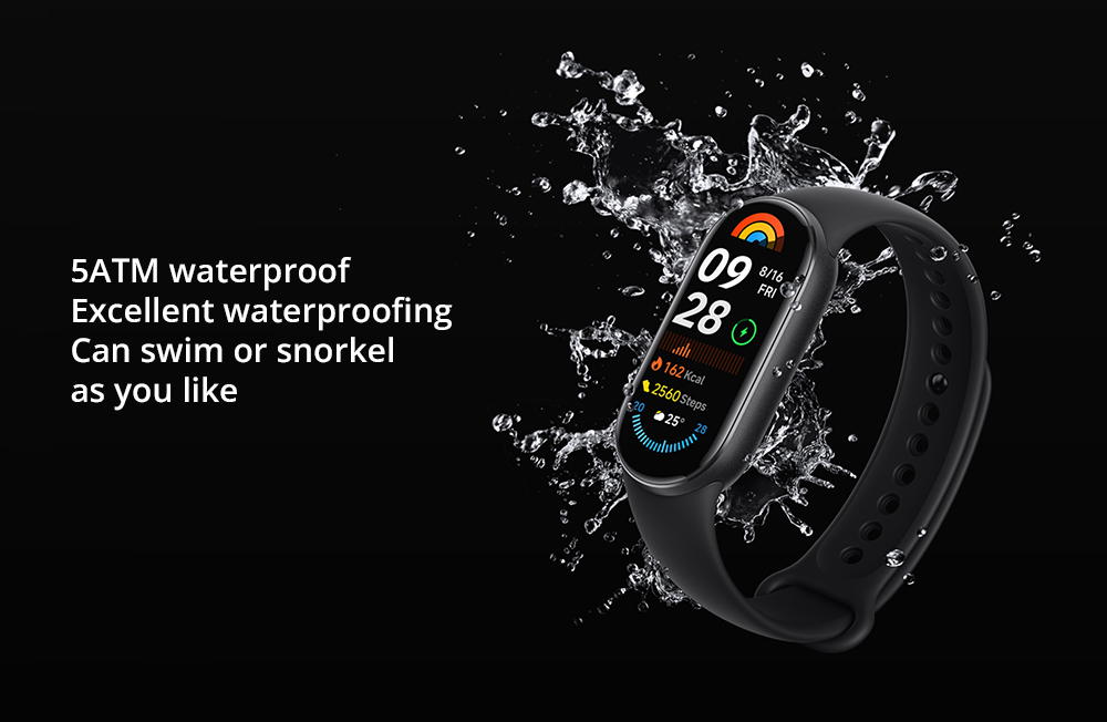 Xiaomi Band 9 Smart Bracelet Chinese Version, 1.62'' AMOLED Screen, All-day Health Monitoring, Sleep Health Management, 150+ Exercise Modes, 5ATM Waterproof - Black