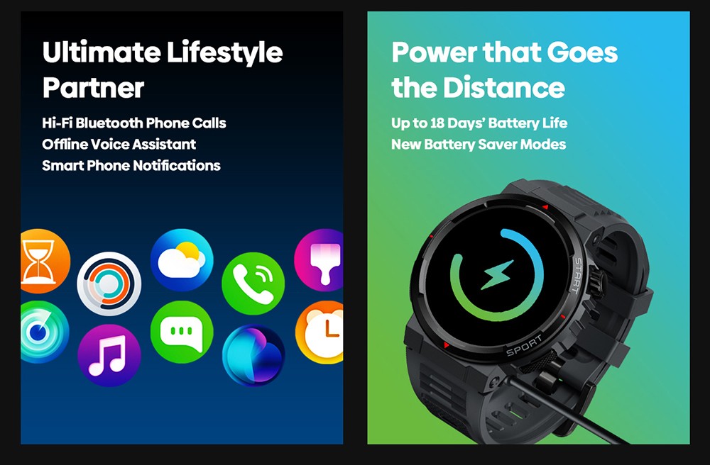 Zeblaze Ares 3 Plus Smartwatch, 1.43'' HD AMOLED Screen, 100+ Workout Modes, Heart Rate Blood Oxygen Sleep Monitoring - Green