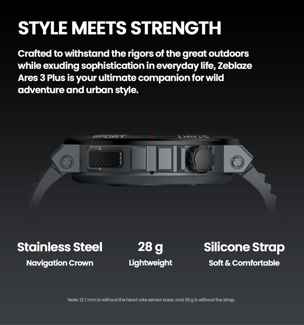 Zeblaze Ares 3 Plus Smartwatch, 1.43'' HD AMOLED Screen, 100+ Workout Modes, Heart Rate Blood Oxygen Sleep Monitoring - Green