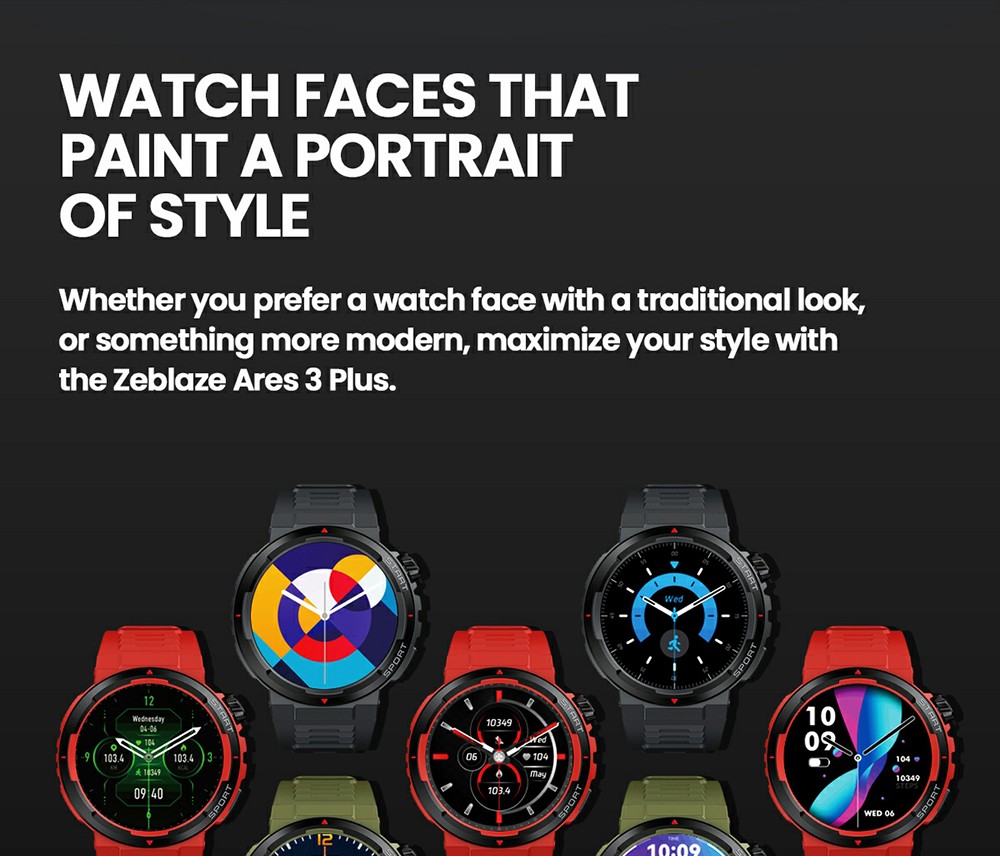 Zeblaze Ares 3 Plus Smartwatch, 1.43'' HD AMOLED Screen, 100+ Workout Modes, Heart Rate Blood Oxygen Sleep Monitoring - Green