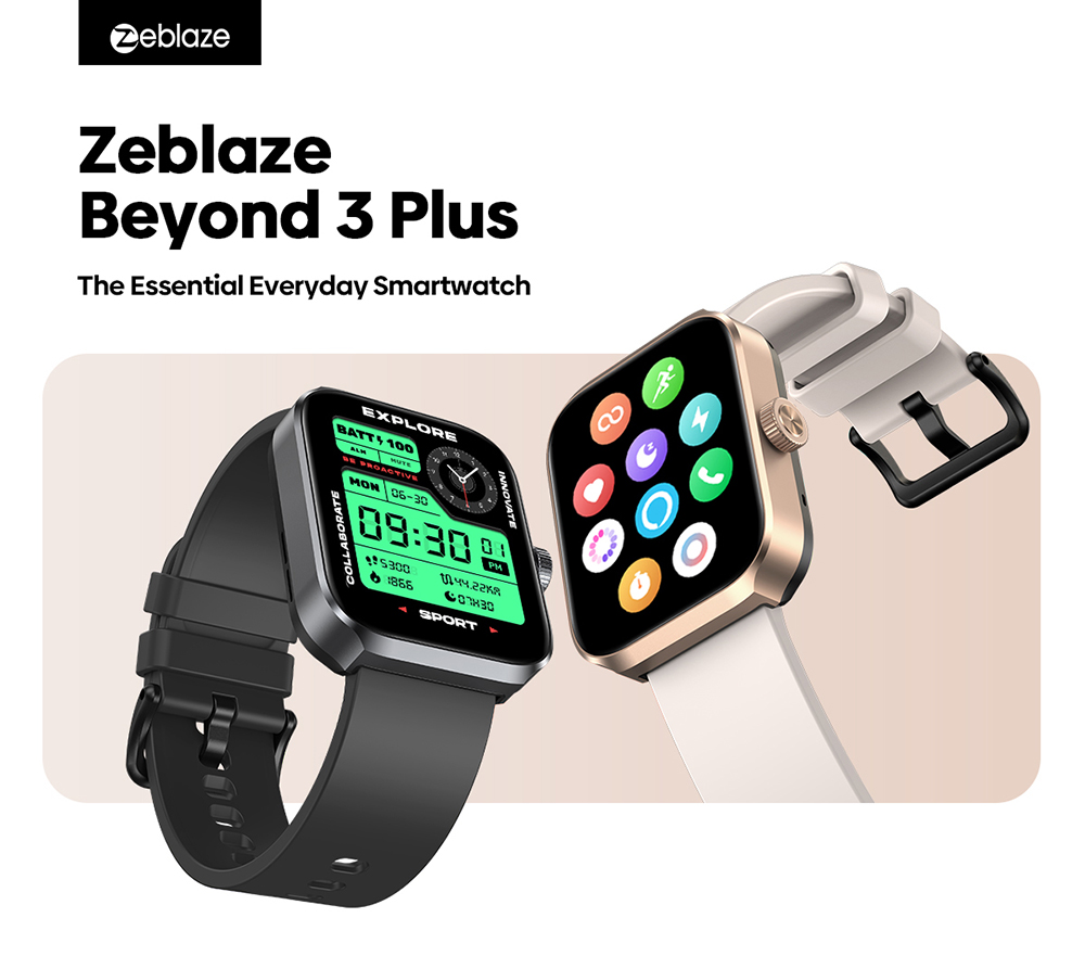 Zeblaze Beyond 3 Plus Smartwatch, 1.78'' AMOLED Screen, Health Monitoring, GPS Positioning, Bluetooth Calling, 60+ Workout Modes, 3ATM Waterproof - Golden