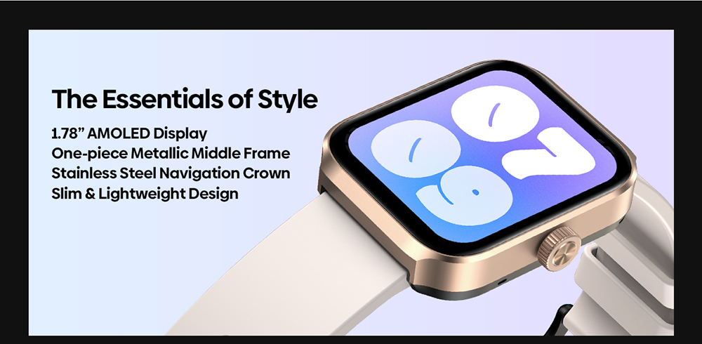 Zeblaze Beyond 3 Plus Smartwatch, 1.78'' AMOLED Screen, Health Monitoring, GPS Positioning, Bluetooth Calling, 60+ Workout Modes, 3ATM Waterproof - Golden