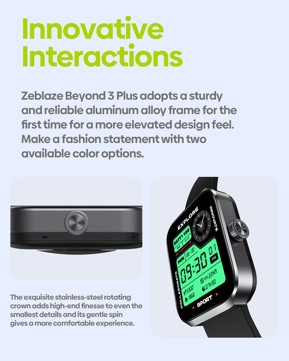 Zeblaze Beyond 3 Plus Smartwatch, 1.78'' AMOLED Screen, Health Monitoring, GPS Positioning, Bluetooth Calling, 60+ Workout Modes, 3ATM Waterproof - Golden