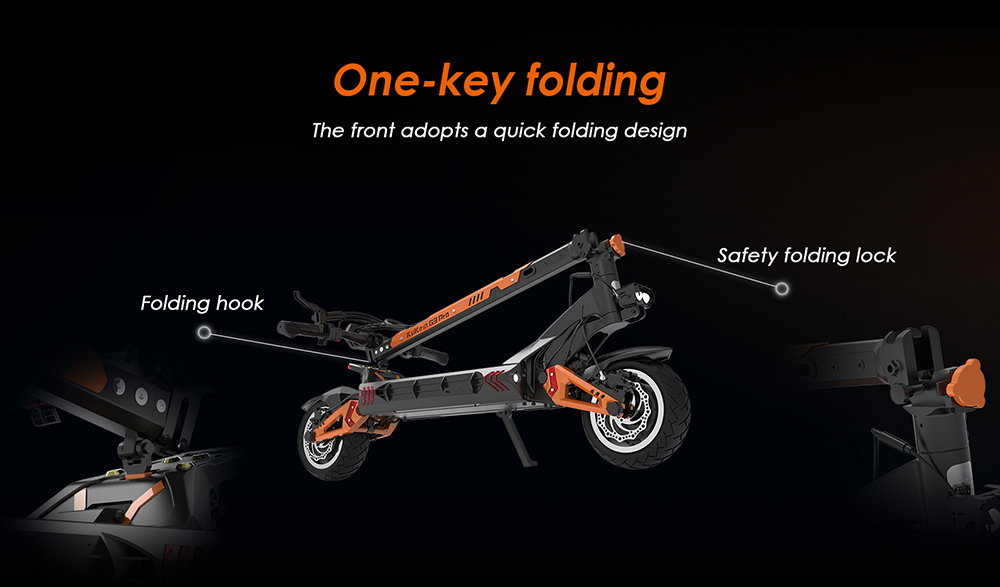 KuKirin G3 Pro 1200 W * 2 Motoren, Offroad-Elektroroller, 10-Zoll-Reifen, 52 V, 23,2 Ah, herausnehmbarer Akku, 80 km Reichweite, 65 km/h Höchstgeschwindigkeit, doppelter Stoßdämpfer, IP54 wasserdicht, doppelte Ölbremsen