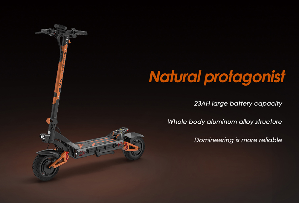 KuKirin G3 Pro 1200 W * 2 Motoren, Offroad-Elektroroller, 10-Zoll-Reifen, 52 V, 23,2 Ah, herausnehmbarer Akku, 80 km Reichweite, 65 km/h Höchstgeschwindigkeit, doppelter Stoßdämpfer, IP54 wasserdicht, doppelte Ölbremsen