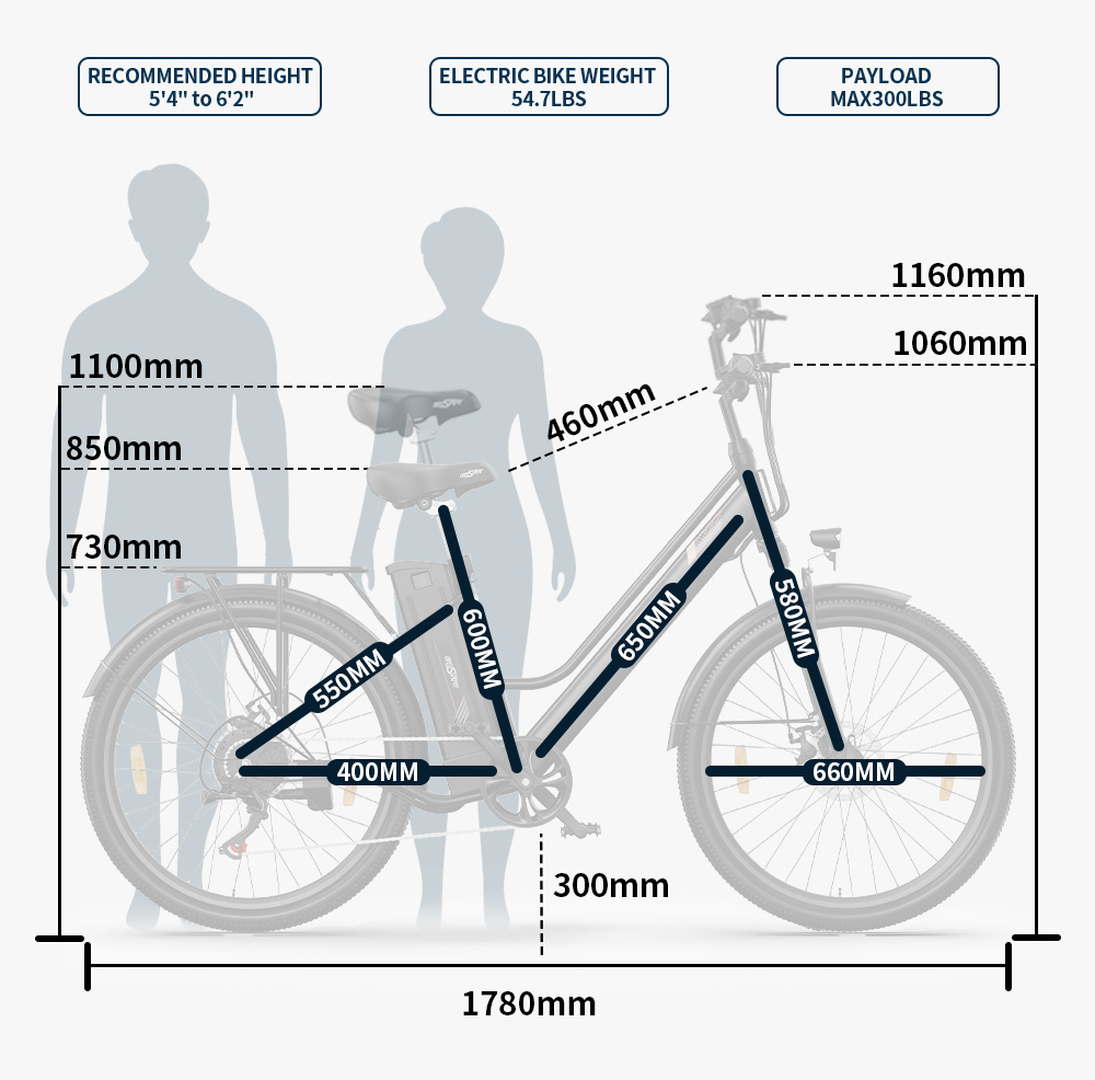 ONESPORT OT18 City Electric Bike, 26*2.35 inch wide Tires, 250W Motor 25km/h, 36V 14.4Ah Big Battery up to 100km Max Range, Shimano 7-speed, Front Shock-absorbing fork, 25 Degree Climbing Bluetooth APP - Black