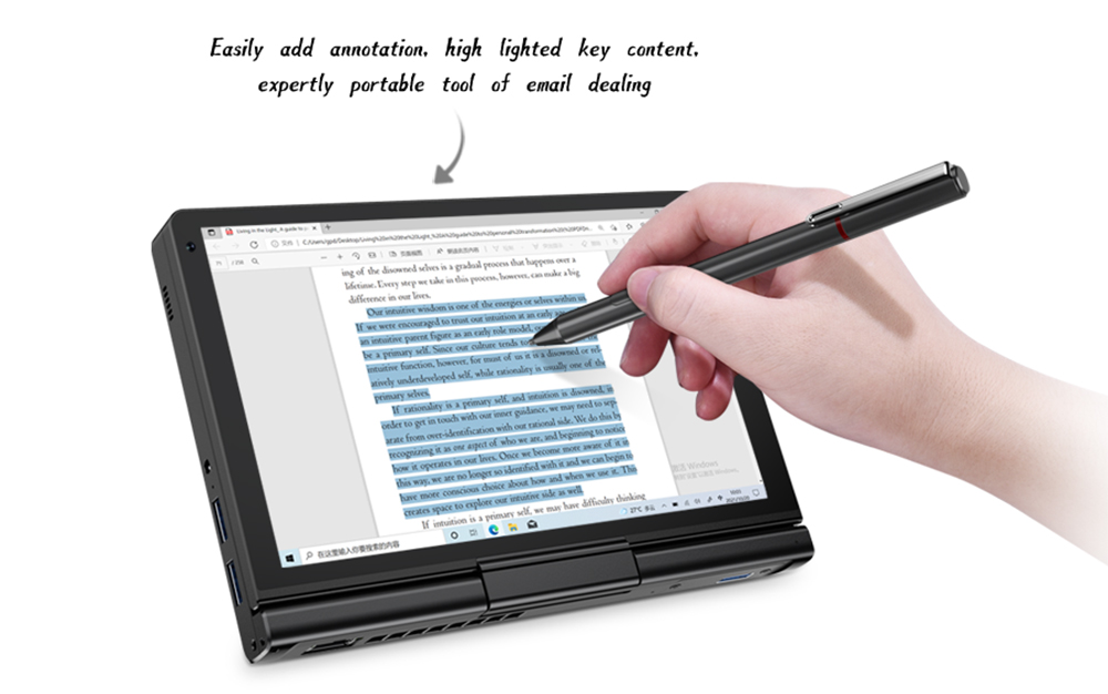 GPD Pocket 3 Handheld Laptop, Intel Core i7-1195G7 4 Cores Max 5.0GHz, 8'' 1920*1200 IPS Touchscreen, 16GB RAM 512GB SSD, 10000mAh Battery, WiFi6E Bluetooth5.3, 1*Thunderbolt 4 1*HDMI 2.0b 1*USB 3.2 Gen2 Type-A 2*USB 3.2 Gen1 Type-A 1*RJ45 - US Plug