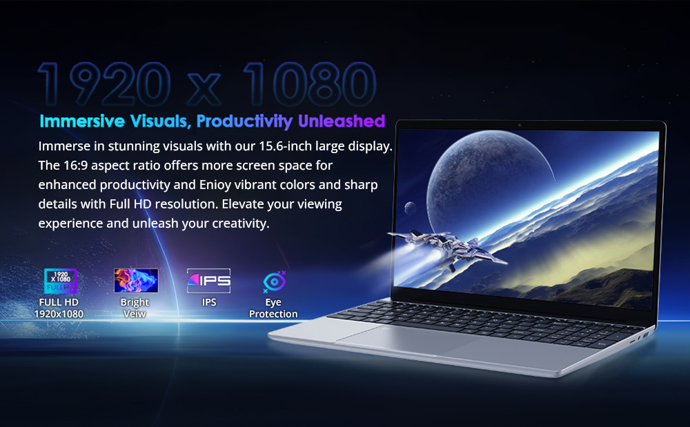 GXMO Y156N Laptop, 1920*1080 15.6-inch IPS HD Screen, Intel Alder Lake N95 4 Cores Up to 3.4GHz, 16GB RAM 512GB SSD, Dual-band WiFi Bluetooth 4.2, 2*USB 3.0 1*Micro SD Card Slot 1*Mini HDMI 1*Audio Jack, HD Camera, Fingerprint Unlock