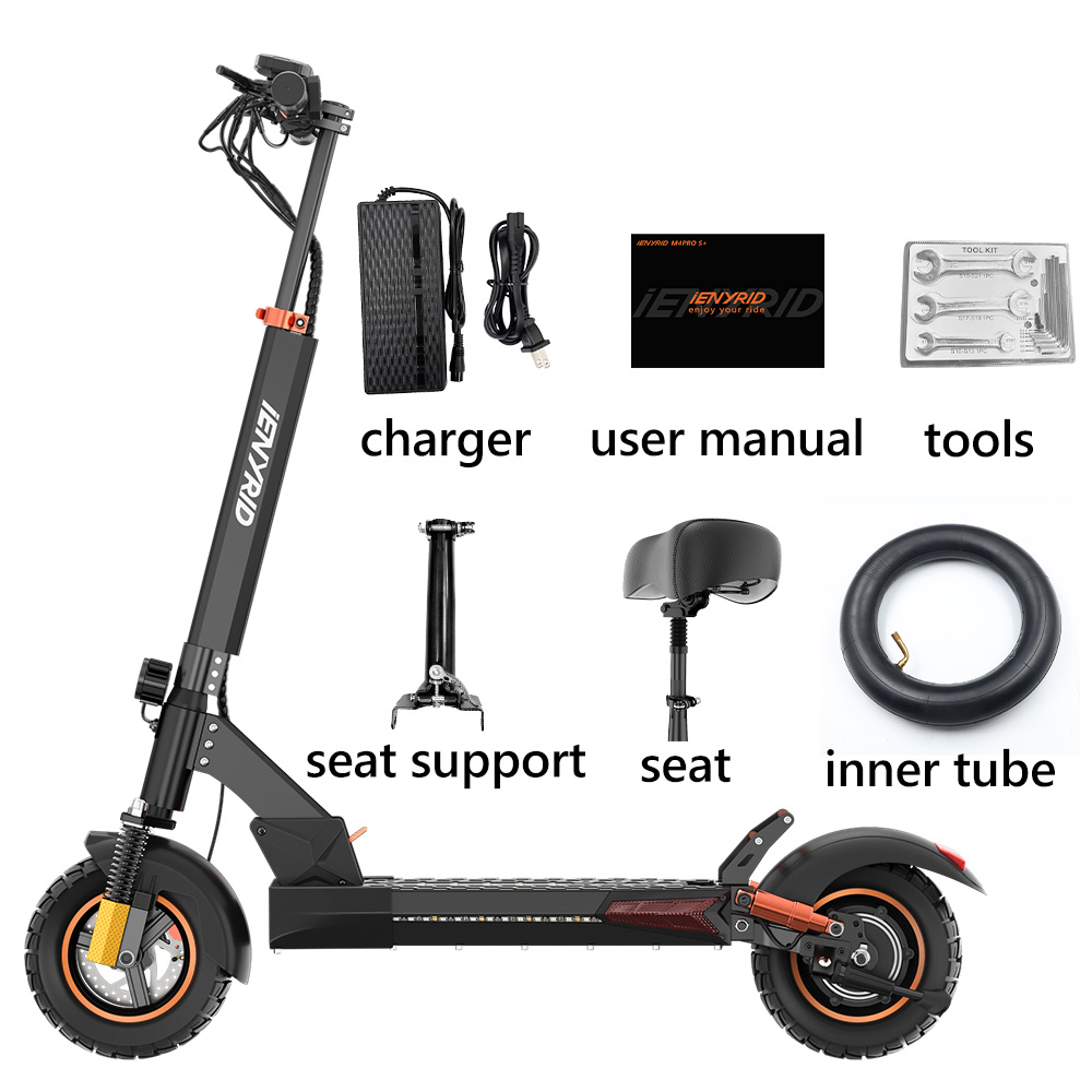 iENYRID M4 Pro S+ MAX Electric Scooter 10 Inch Off-Road Pneumatic Tires 800W Motor 45Km/h Max Speed 48V 20Ah Battery 75KM Range 150KG Max Load Dual Disc Brakes Detachable seat IPX4 Waterproof