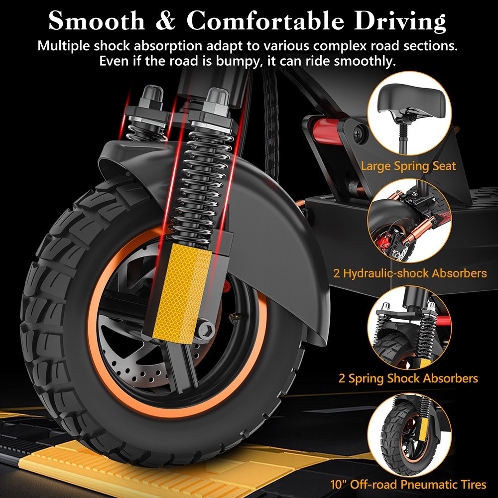 iENYRID M4 Pro S+ MAX Electric Scooter 10 Inch Off-Road Pneumatic Tires 800W Motor 45Km/h Max Speed 48V 20Ah Battery 75KM Range 150KG Max Load Dual Disc Brakes Detachable seat IPX4 Waterproof
