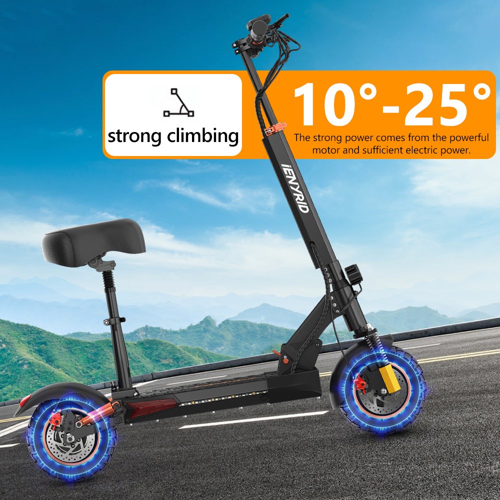 iENYRID M4 Pro S+ MAX Electric Scooter 10 Inch Off-Road Pneumatic Tires 800W Motor 45Km/h Max Speed 48V 20Ah Battery 75KM Range 150KG Max Load Dual Disc Brakes Detachable seat IPX4 Waterproof