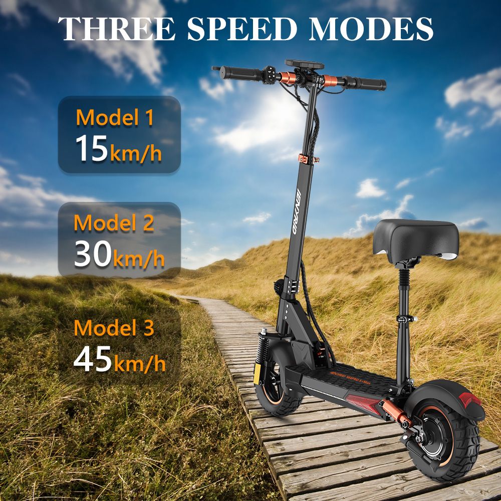 iENYRID M4 Pro S+ MAX Electric Scooter 10 Inch Off-Road Pneumatic Tires 800W Motor 45Km/h Max Speed 48V 20Ah Battery 75KM Range 150KG Max Load Dual Disc Brakes Detachable seat IPX4 Waterproof