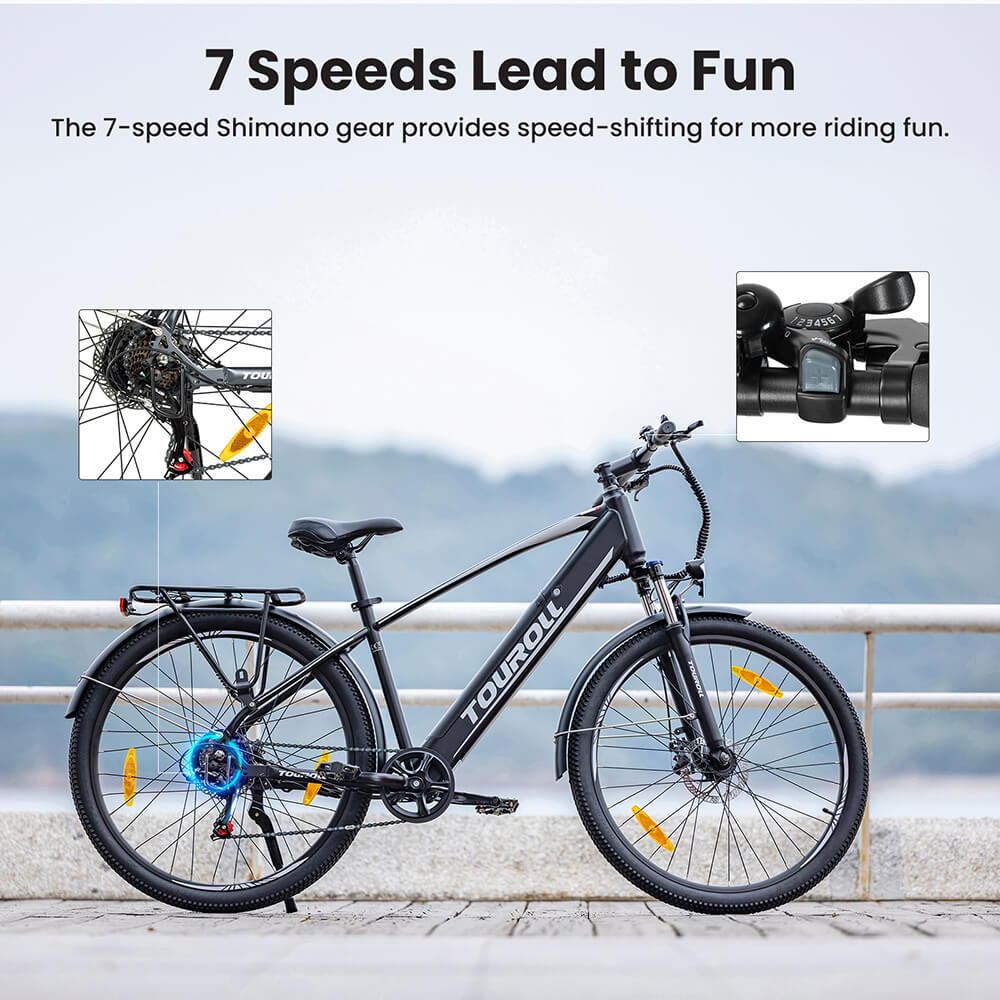 Touroll J1 27.5 inch Trekking Bike with 250W Motor, 36V 15.6Ah Battery, Max 100km Range, 1.8