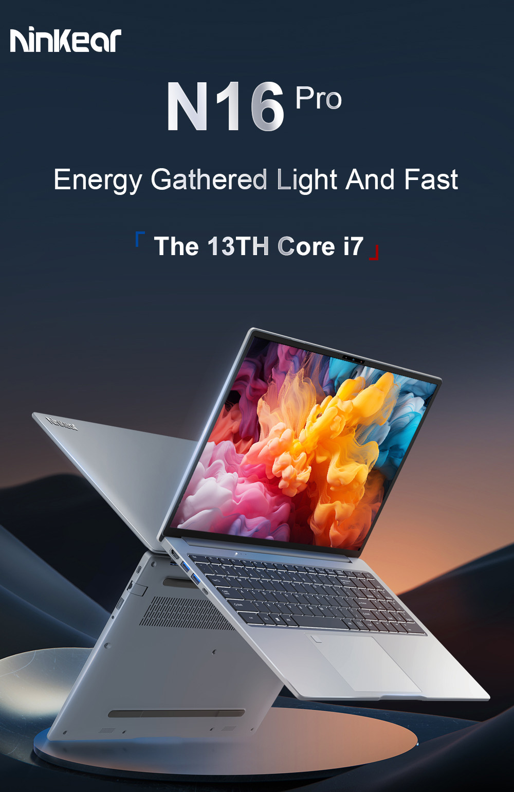 Ordinateur portable Ninkear N16 Pro, écran IPS 16'' 2560*1600, taux de rafraîchissement de 165 Hz, Intel Core i7-13620H 10 cœurs Max 4,9 GHz, 32 Go de RAM 1 To SSD, WiFi 6 Bluetooth 5.0, 1 * USB2.0 2 * USB3.0 1 * Type-C complet 1 * HDMI 1 * RJ45, chargement Type-C 65 W, déverrouillage par reconnaissance faciale