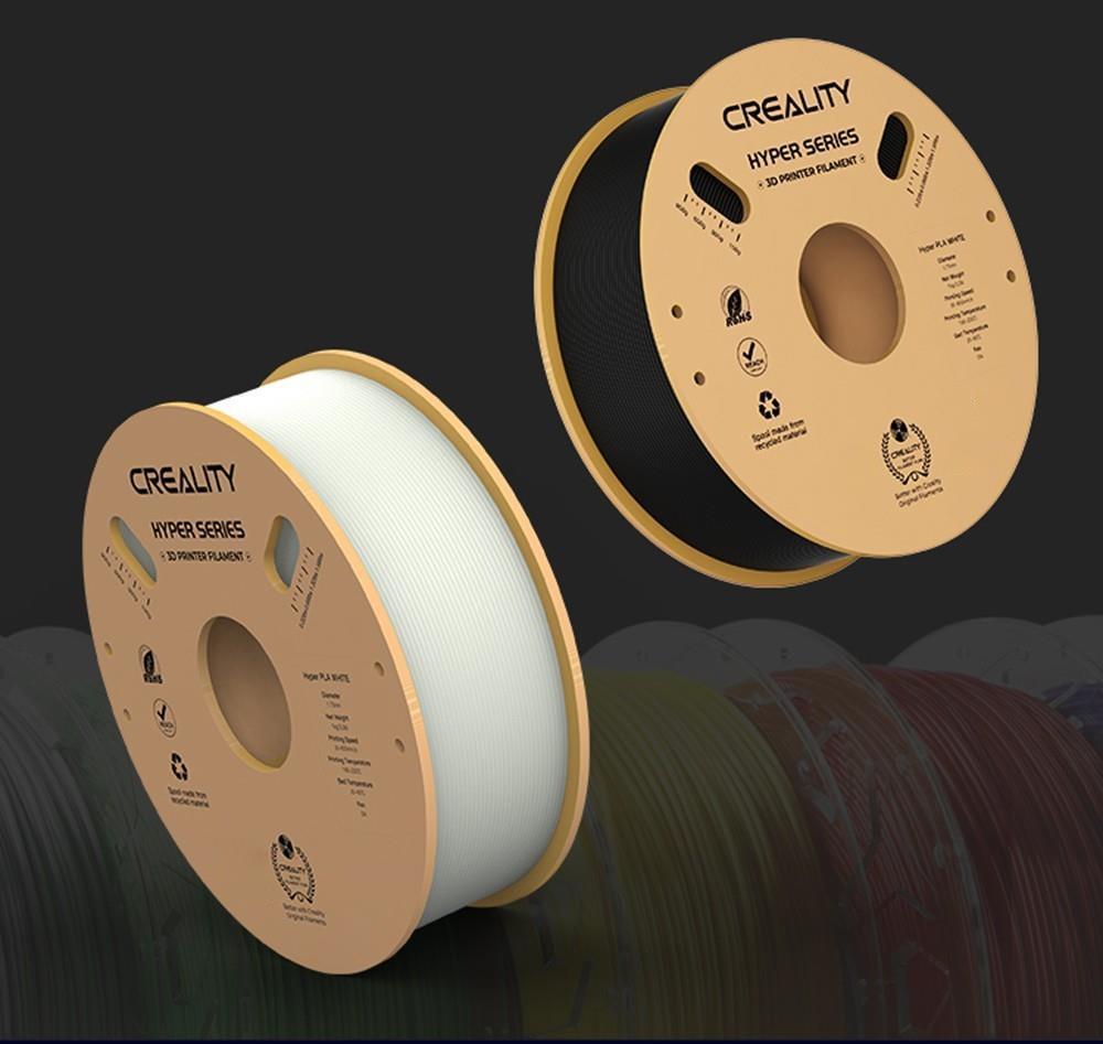 6 Stück Creality Hyper PLA-Filament – 2 kg Schwarz + 2 kg Weiß + 2 kg Grau