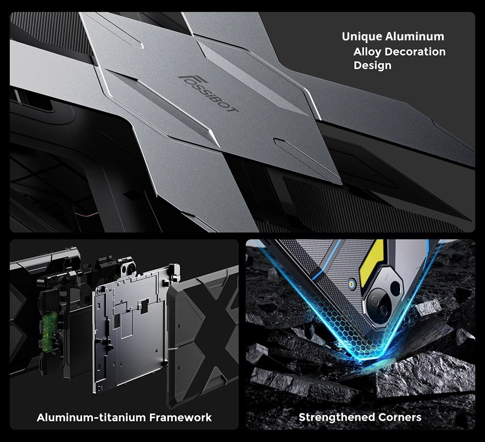 FOSSiBOT DT2 Rugged Tablet, Android 13, 4G Dual SIM, 10.4'' 1200x2000 IPS Display, MTK Helio G99 Octa Core 2.0GHz, 12GB RAM 256GB ROM, WiFi6 Bluetooth5.0, 64MP+32MP Camera, 22000mAh 66W Fast Charge, LED Flasher, Water/Dust/Shock-proof, Face ID - Grey