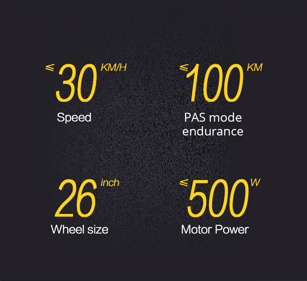 Vélo électrique pliable Bezior X500 Pro, moteur 500 W, batterie 48 V 10,4 Ah, pneu intégré 26 pouces, vitesse maximale 30 km/h, autonomie 100 km, Shimano 7 vitesses, frein à disque mécanique, suspension à ressort à huile avant et arrière, écran LCD, étanchéité IP54 - Noir Jaune
