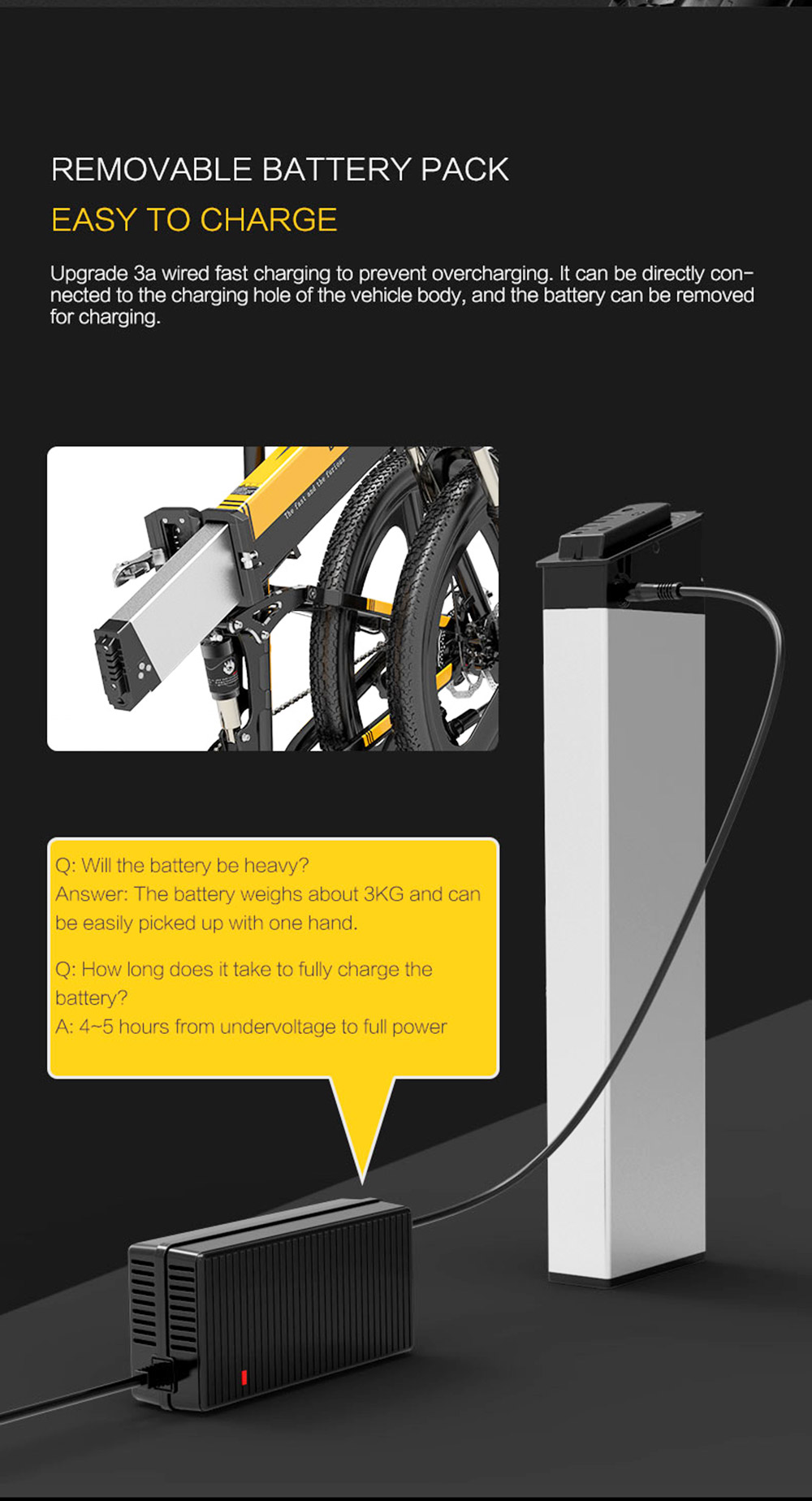 Vélo électrique pliable Bezior X500 Pro, moteur 500 W, batterie 48 V 10,4 Ah, pneu intégré 26 pouces, vitesse maximale 30 km/h, autonomie 100 km, Shimano 7 vitesses, frein à disque mécanique, suspension à ressort à huile avant et arrière, écran LCD, étanchéité IP54 - Noir Jaune