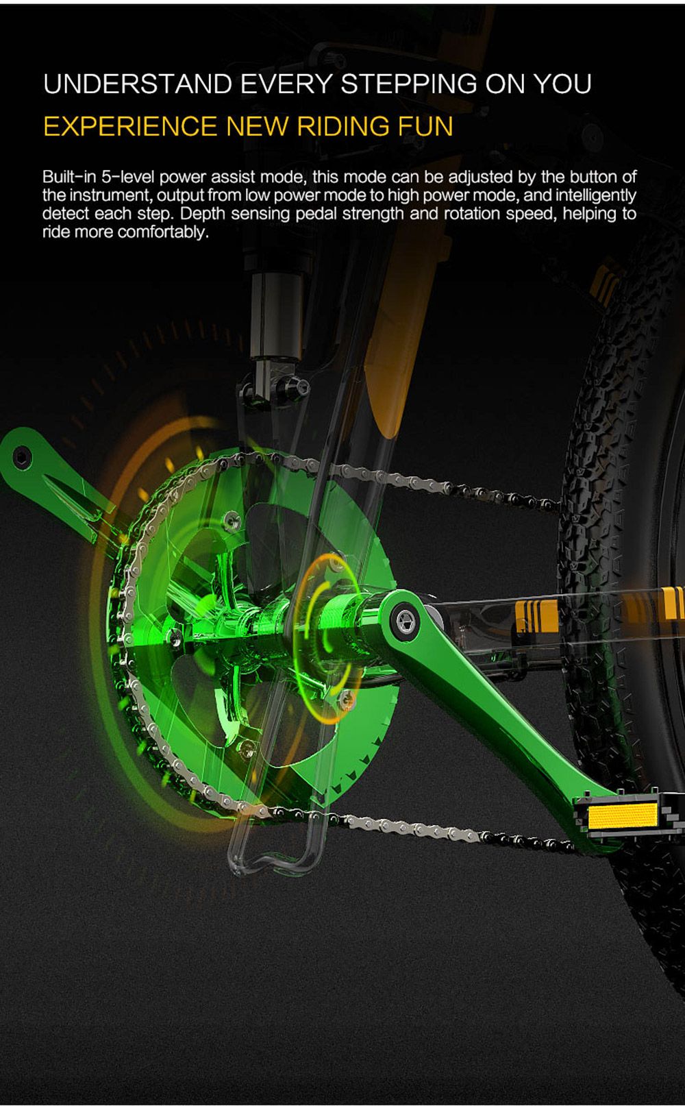 Vélo électrique pliable Bezior X500 Pro, moteur 500 W, batterie 48 V 10,4 Ah, pneu intégré 26 pouces, vitesse maximale 30 km/h, autonomie 100 km, Shimano 7 vitesses, frein à disque mécanique, suspension à ressort à huile avant et arrière, écran LCD, étanchéité IP54 - Noir Jaune