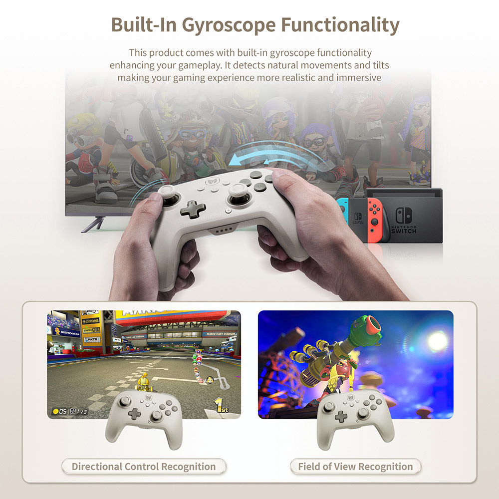 BIGBIG WON CHOCO Wireless Game Controller, Custom Button, 6-Axis Gyro, 128-Step Macro Programming - Grey