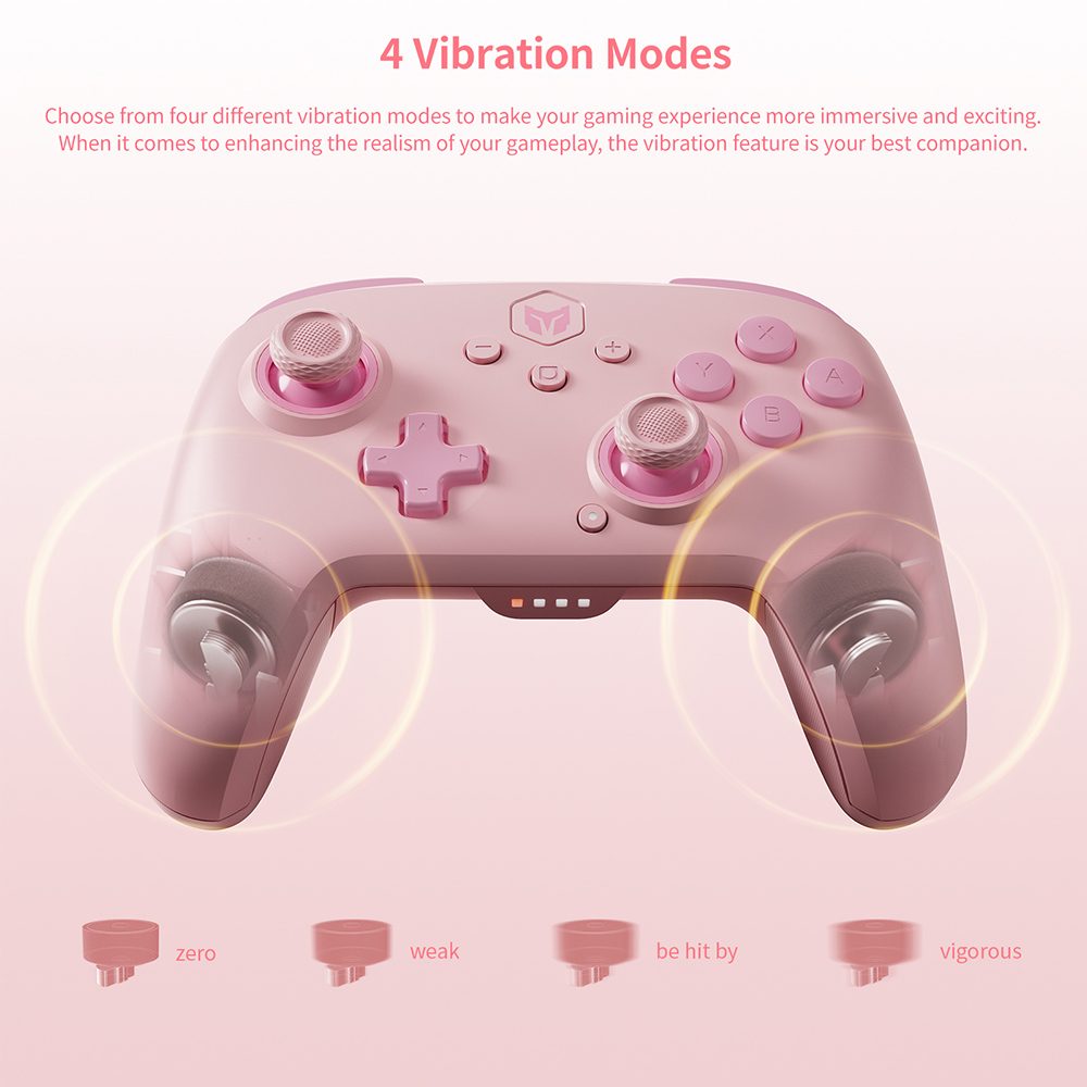 BIGBIG WON CHOCO Wireless Game Controller, Custom Button, 6-Axis Gyro, 128-Step Macro Programming - Pink