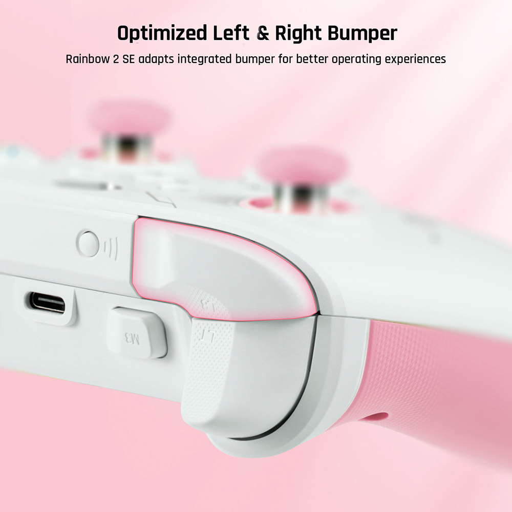 BIGBIG WON Rainbow 2 SE Game Controller, Hall Effect Trigger, 12-bit ADC, 4-way & 8-way D-pads, Compatible with Switch / PC / Android / iOS - Pink