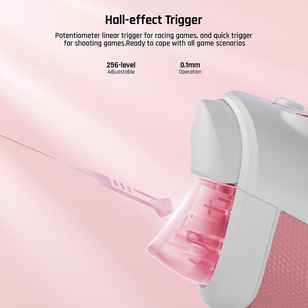 BIGBIG WON Rainbow 2 SE Game Controller, Hall Effect Trigger, 12-bit ADC, 4-way & 8-way D-pads, Compatible with Switch / PC / Android / iOS - Pink