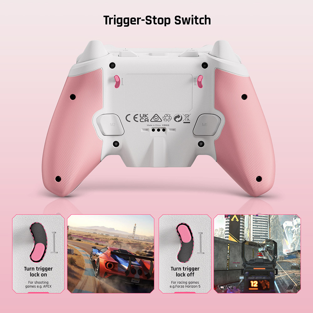 BIGBIG WON Rainbow 2 SE Game Controller, Hall Effect Trigger, 12-bit ADC, 4-way & 8-way D-pads, Compatible with Switch / PC / Android / iOS - Pink