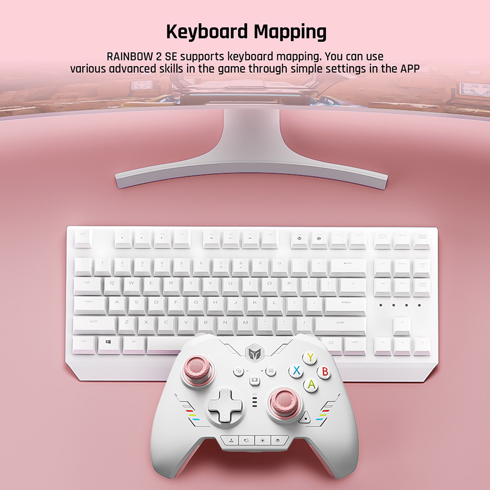 BIGBIG WON Rainbow 2 SE Game Controller, Hall Effect Trigger, 12-bit ADC, 4-way & 8-way D-pads, Compatible with Switch / PC / Android / iOS - Pink