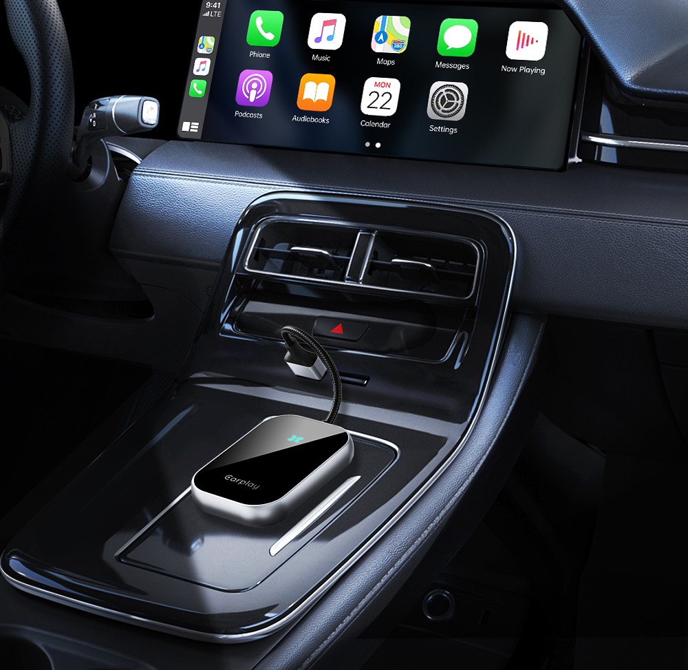 DriFox A21 Wired to Wireless Carplay Adapter, Plug & Play, Auto-Connect, 5.8GHz Fast Data Transmission, Voice Assistant - Green