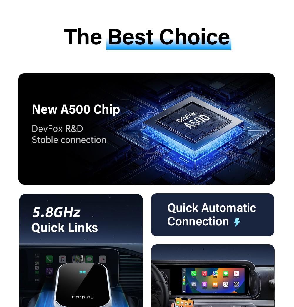 DriFox A21 Wired to Wireless Carplay Adapter, Plug & Play, Auto-Connect, 5.8GHz Fast Data Transmission, Voice Assistant - Green