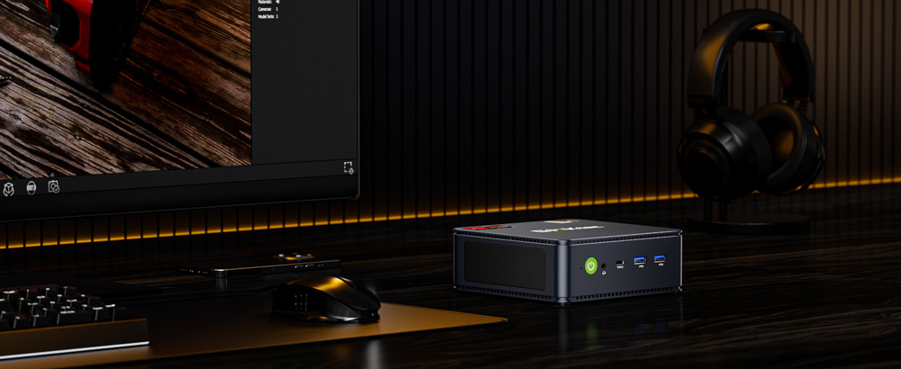 GMKtec M6 Mini PC, AMD Ryzen 5 6600H 6 Cores Max 4.5GHz, 32GB DDR5 RAM 1TB SSD, 1* Full-feature Type-C + 1*HDMI + 1*DP 4K@60Hz Triple Screen Display, WiFi 6E Bluetooth 5.2, 3*USB3.2 1*USB2.0 2*RJ45 1*3.5mm Headset Jack - EU Plug