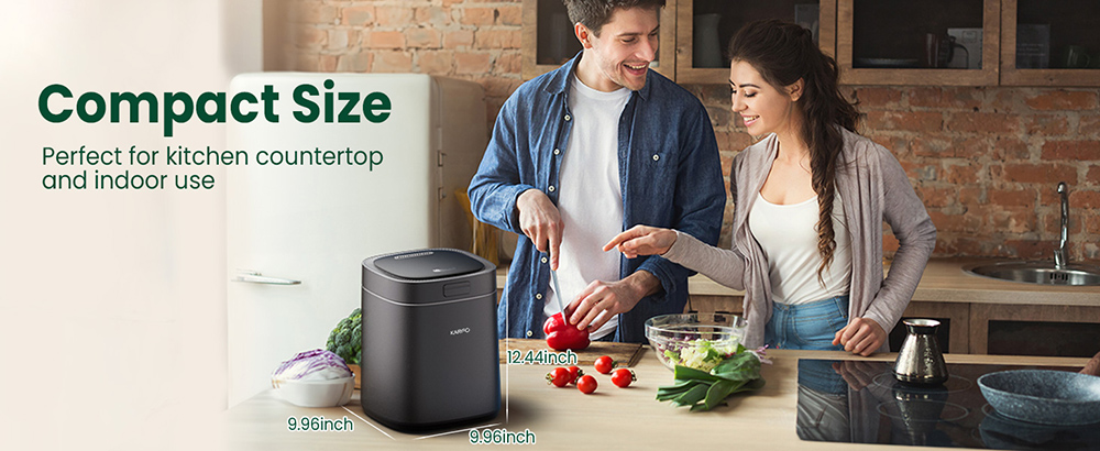 Karfo UF006-EC Kitchen Composter, 2.5L Capacity, Single-Button Auto Operation, Turn Food Waste to Fertilizer for Plants, Black