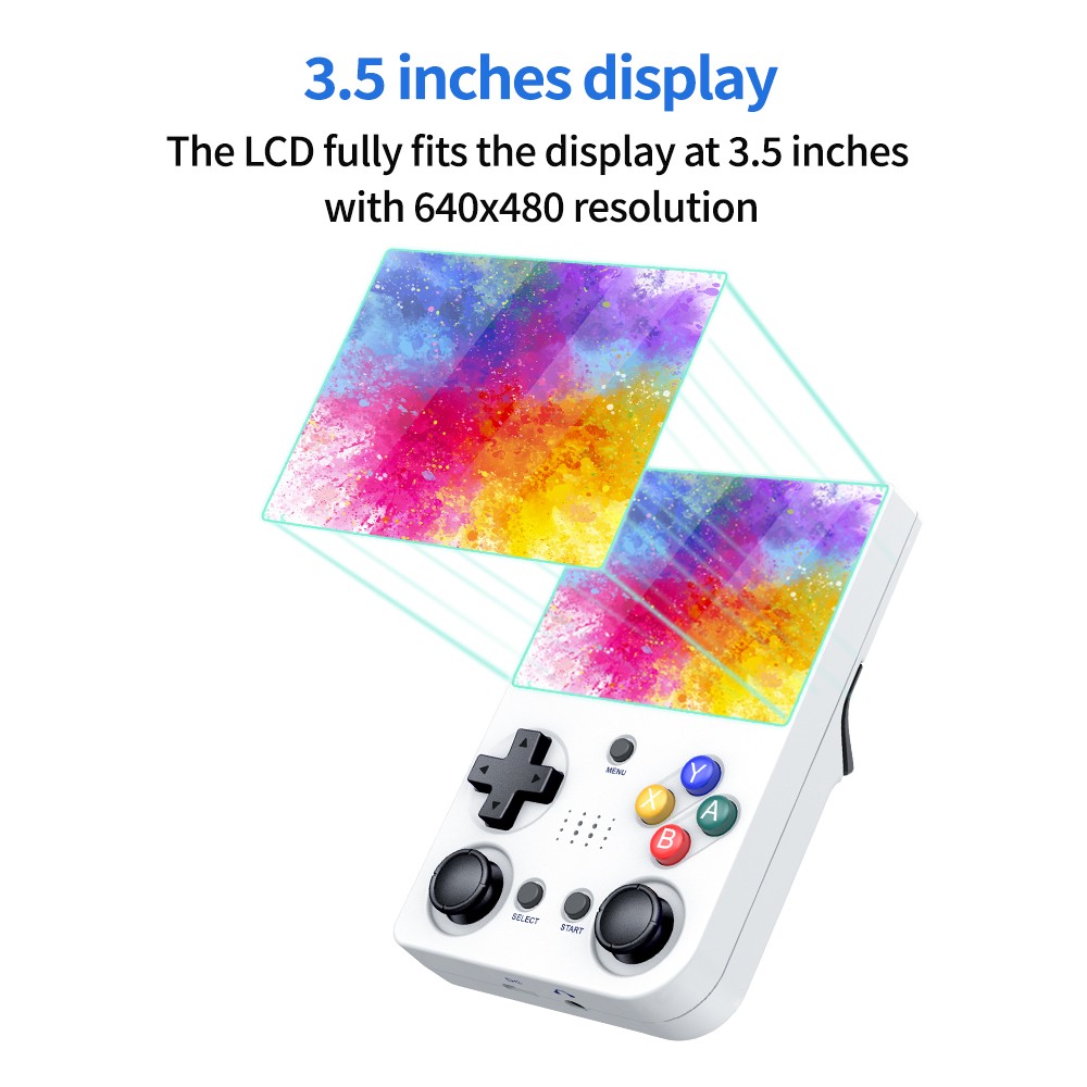 M21 Handheld Game Console + 2 Game Controllers, 64GB TF Card, 1219 Games, 30 Emulators, 3.5-inch Screen, 3D Rocker, 3000mAh Battery - Black