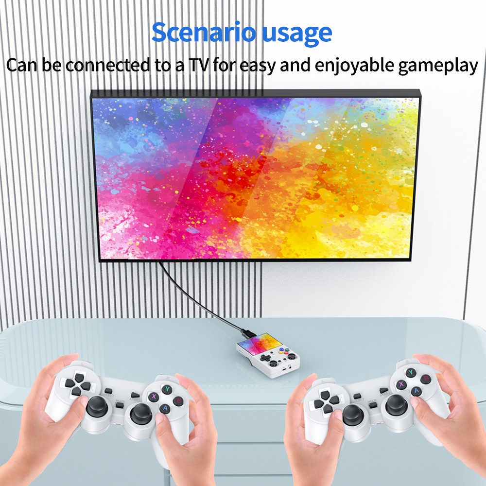 M21 Handheld Game Console + 2 Game Controllers, 64GB TF Card, 1219 Games, 30 Emulators, 3.5-inch Screen, 3D Rocker, 3000mAh Battery - Black