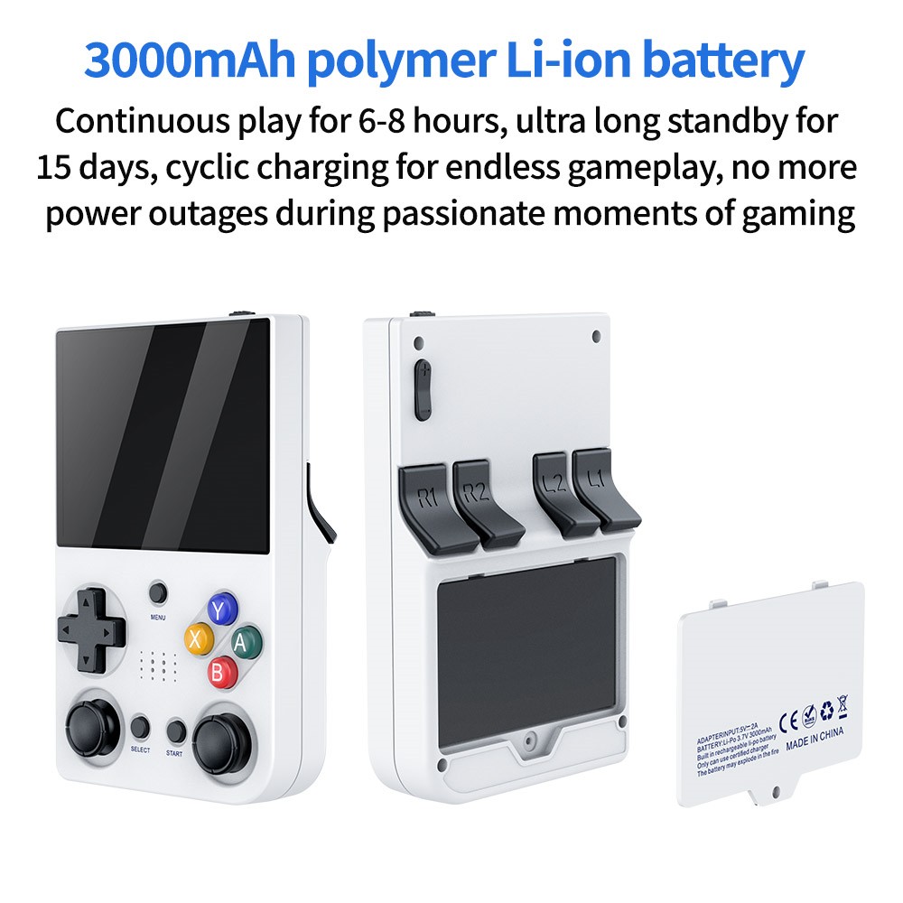 M21 Handheld Game Console + 2 Game Controllers, 64GB TF Card, 1219 Games, 30 Emulators, 3.5-inch Screen, 3D Rocker, 3000mAh Battery - Black