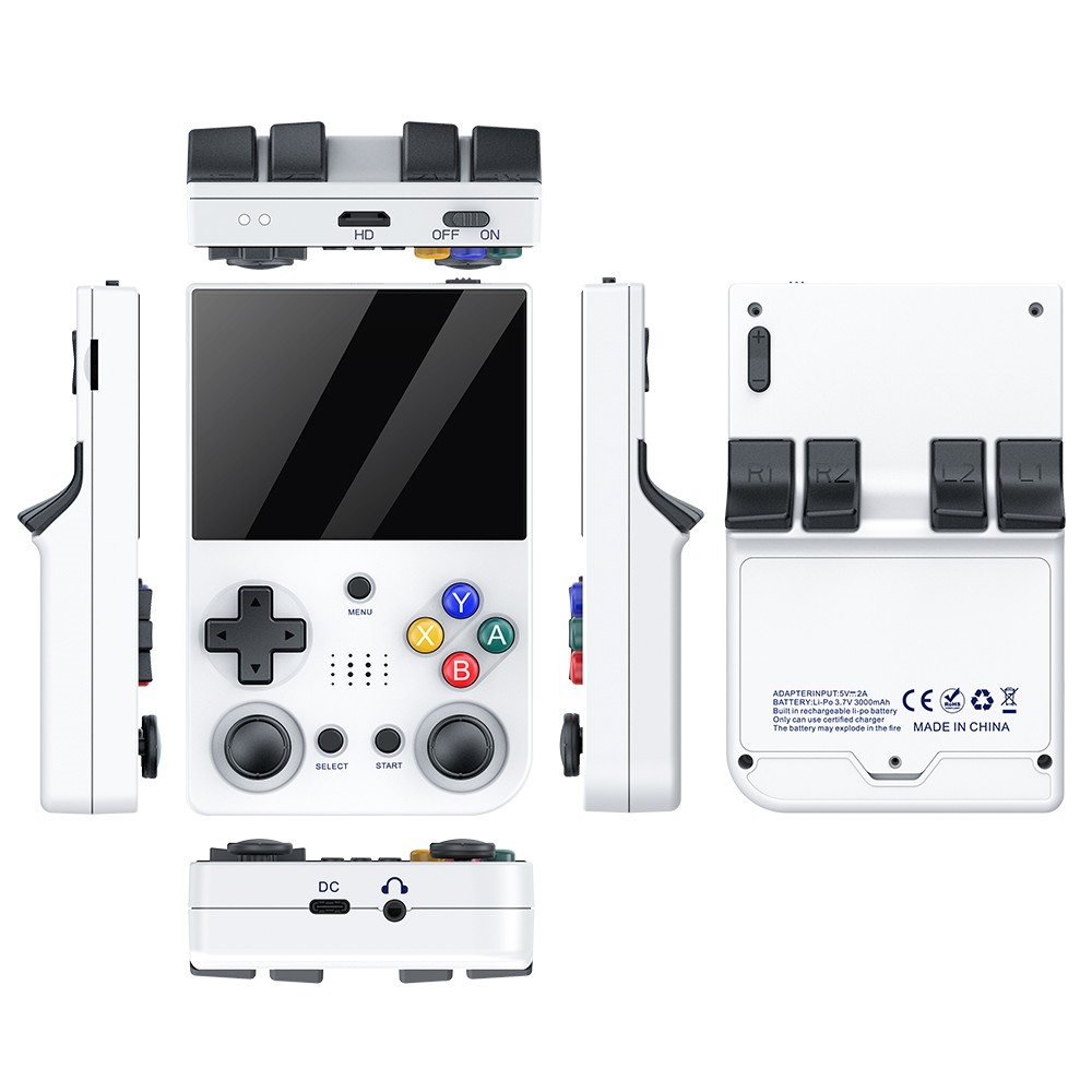 M21 Handheld Game Console + 2 Game Controllers, 64GB TF Card, 1219 Games, 30 Emulators, 3.5-inch Screen, 3D Rocker, 3000mAh Battery - Black