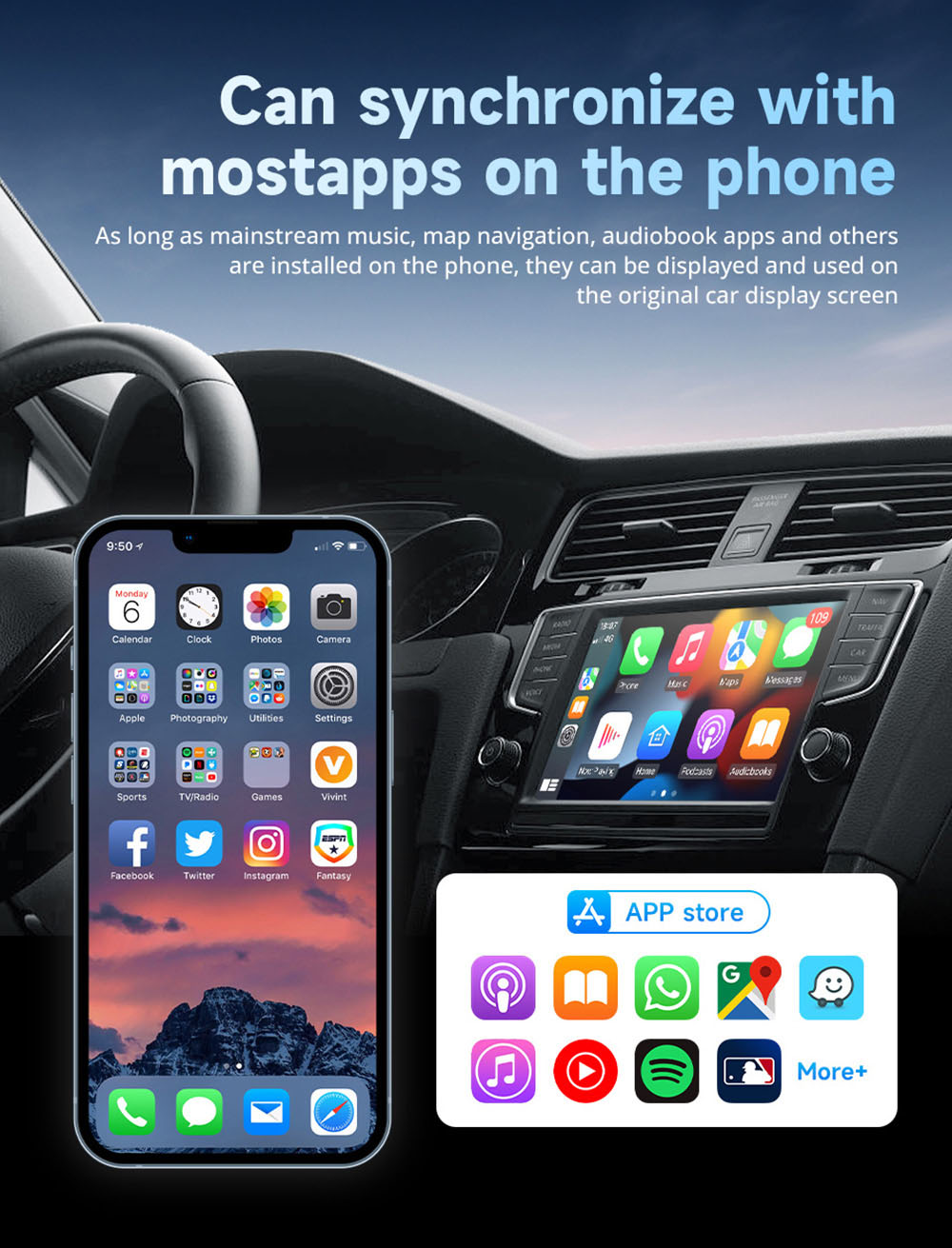 MINIX AB019 Wireless CarPlay Adapter, Plug and Play, Auto-Connect, Bluetooth 5.0/ 5G WiFi/USB Connection