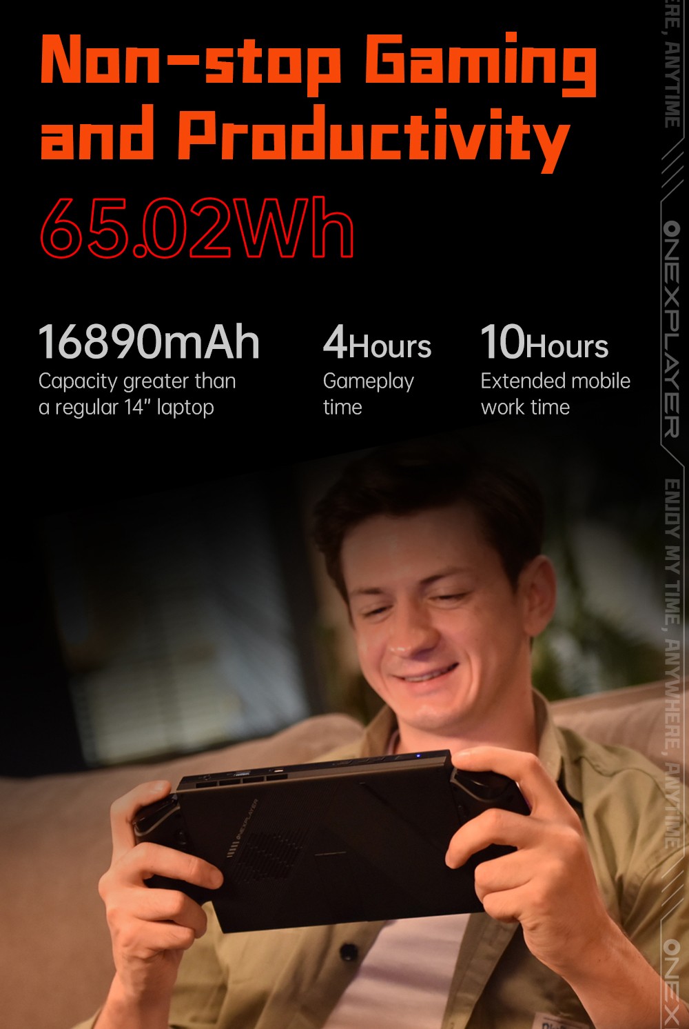 One Netbook OneXPlayer X1 Mini Handheld Gaming PC, AMD Ryzen 7 8840U 8 Cores Max 5.1GHz, 8.8'' 2560*1600 144Hz LTPS Screen, 32GB LPDDR5x RAM 1TB SSD, 2*USB4 1*USB3.2 1* TF Card Slot 1* Oculink 1*Audio, Harman Sound System, 65.02Wh Battery - US Plug