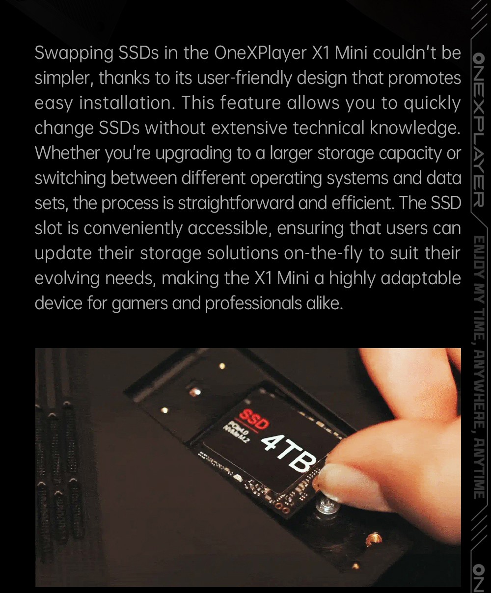 One Netbook OneXPlayer X1 Mini Handheld Gaming PC, AMD Ryzen 7 8840U 8 Cores Max 5.1GHz, 8.8'' 2560*1600 144Hz LTPS Screen, 32GB LPDDR5x RAM 2TB SSD, 2*USB4 1*USB3.2 1* TF Card Slot 1* Oculink 1*Audio, Harman Sound System, 65.02Wh Battery - US Plug