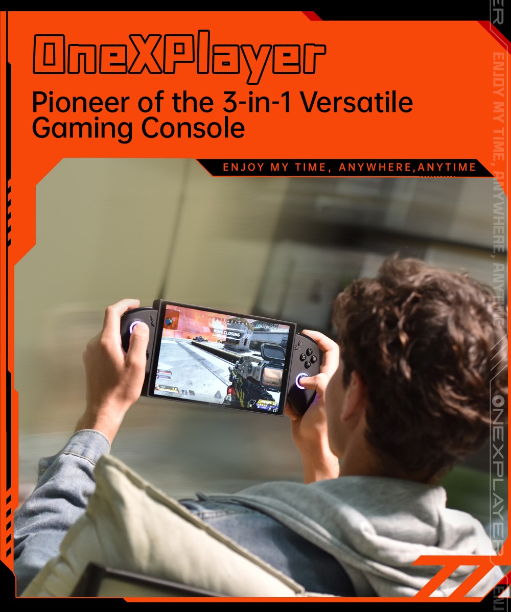 One Netbook OneXPlayer X1 Mini Handheld Gaming PC, AMD Ryzen 7 8840U 8 Cores Max 5.1GHz, 8.8'' 2560*1600 144Hz LTPS Screen, 32GB LPDDR5x RAM 2TB SSD, 2*USB4 1*USB3.2 1* TF Card Slot 1* Oculink 1*Audio, Harman Sound System, 65.02Wh Battery - US Plug