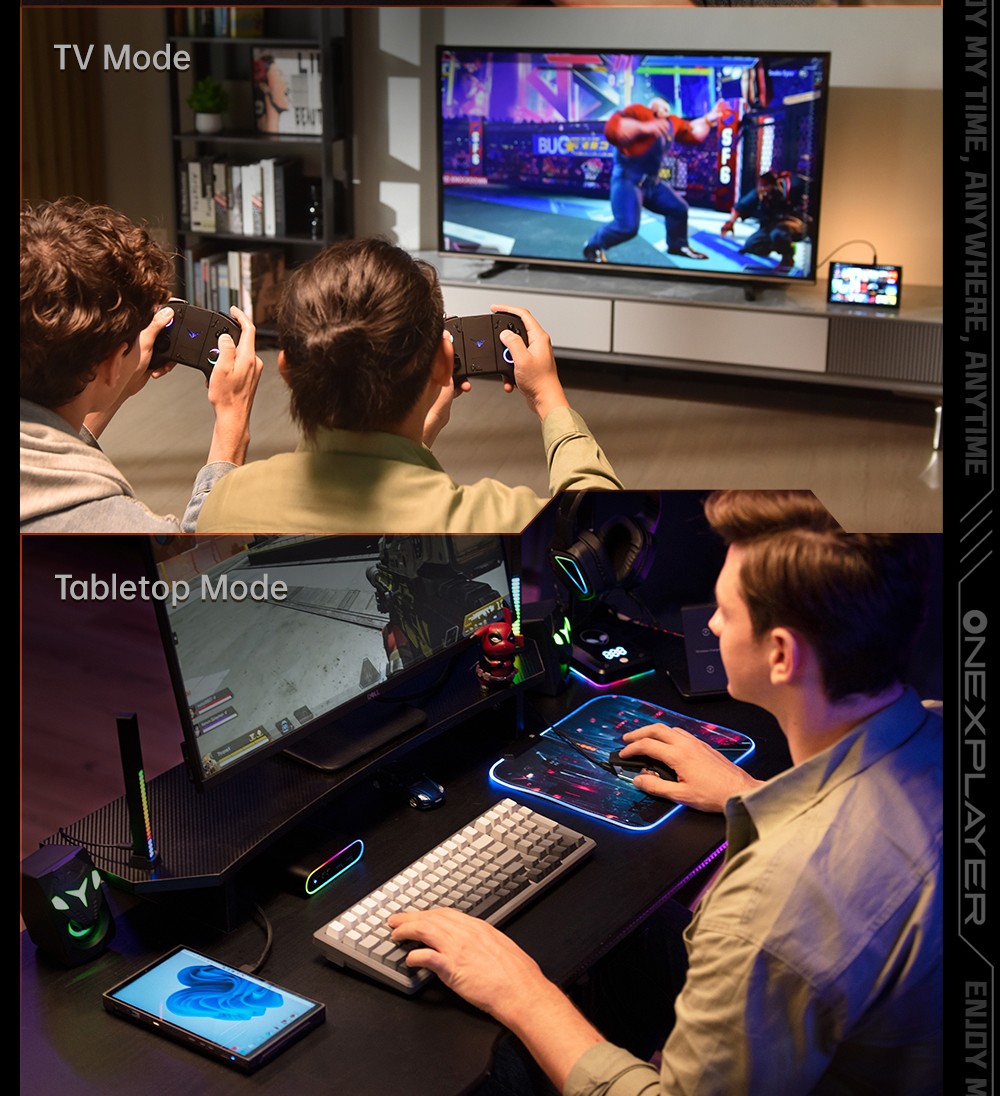 One Netbook OneXPlayer X1 Mini Handheld Gaming PC, AMD Ryzen 7 8840U 8 Cores Max 5.1GHz, 8.8'' 2560*1600 144Hz LTPS Screen, 64GB LPDDR5x 7500MHz RAM 2TB SSD, 2*USB4 1*USB3.2 1* TF Card Slot 1* Oculink 1*Audio, Harman Sound System, 65.02Wh Battery
