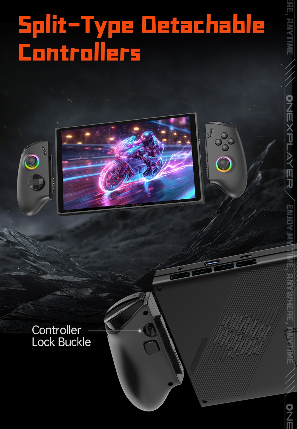One Netbook OneXPlayer X1 Mini Handheld Gaming PC, AMD Ryzen 7 8840U 8 Cores Max 5.1GHz, 8.8'' 2560*1600 144Hz LTPS Screen, 64GB LPDDR5x RAM 2TB SSD, 2*USB4 1*USB3.2 1* TF Card Slot 1* Oculink 1*Audio, Harman Sound System, 65.02Wh Battery - US Plug