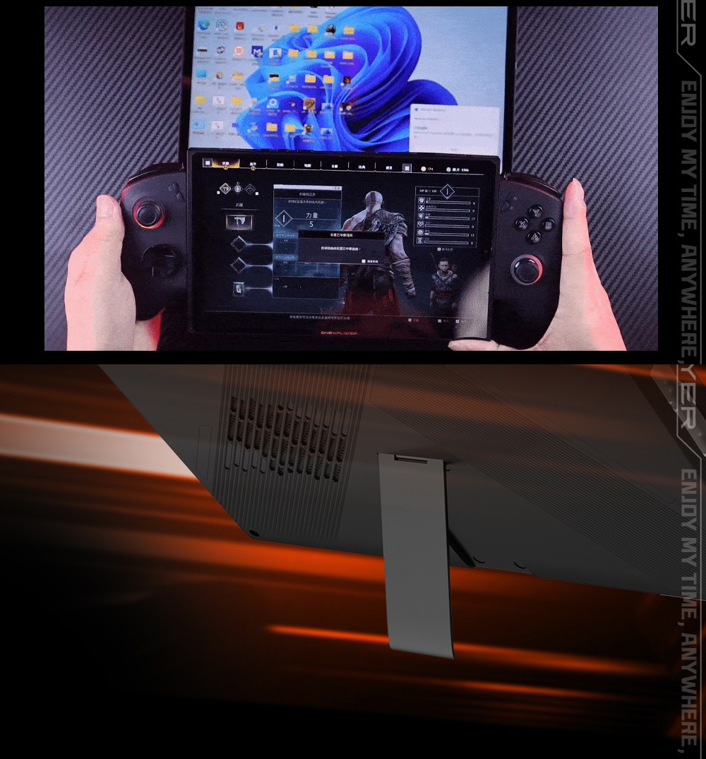 One Netbook OneXPlayer X1 Mini Handheld Gaming PC, AMD Ryzen 7 8840U 8 Cores Max 5.1GHz, 8.8'' 2560*1600 144Hz LTPS Screen, 64GB LPDDR5x RAM 2TB SSD, 2*USB4 1*USB3.2 1* TF Card Slot 1* Oculink 1*Audio, Harman Sound System, 65.02Wh Battery - US Plug