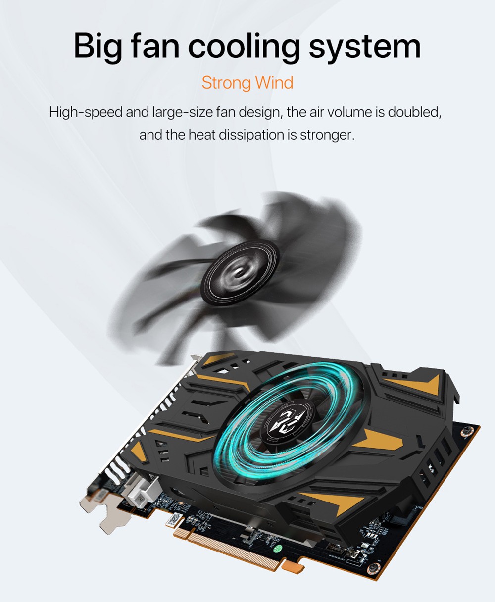 PELADN RX550 Graphics Card, 4GB GDDR5, 128bits, PCI Express 3.0, HDMI+DP+DVI, Single-fan