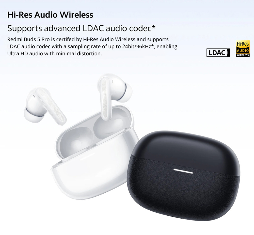 Redmi Buds 5 Pro Earbuds, 52dB Active Noise Cancellation, Hi-Res Audio, Bluetooth 5.3, Up to 38 Hours Battery Life - Blue