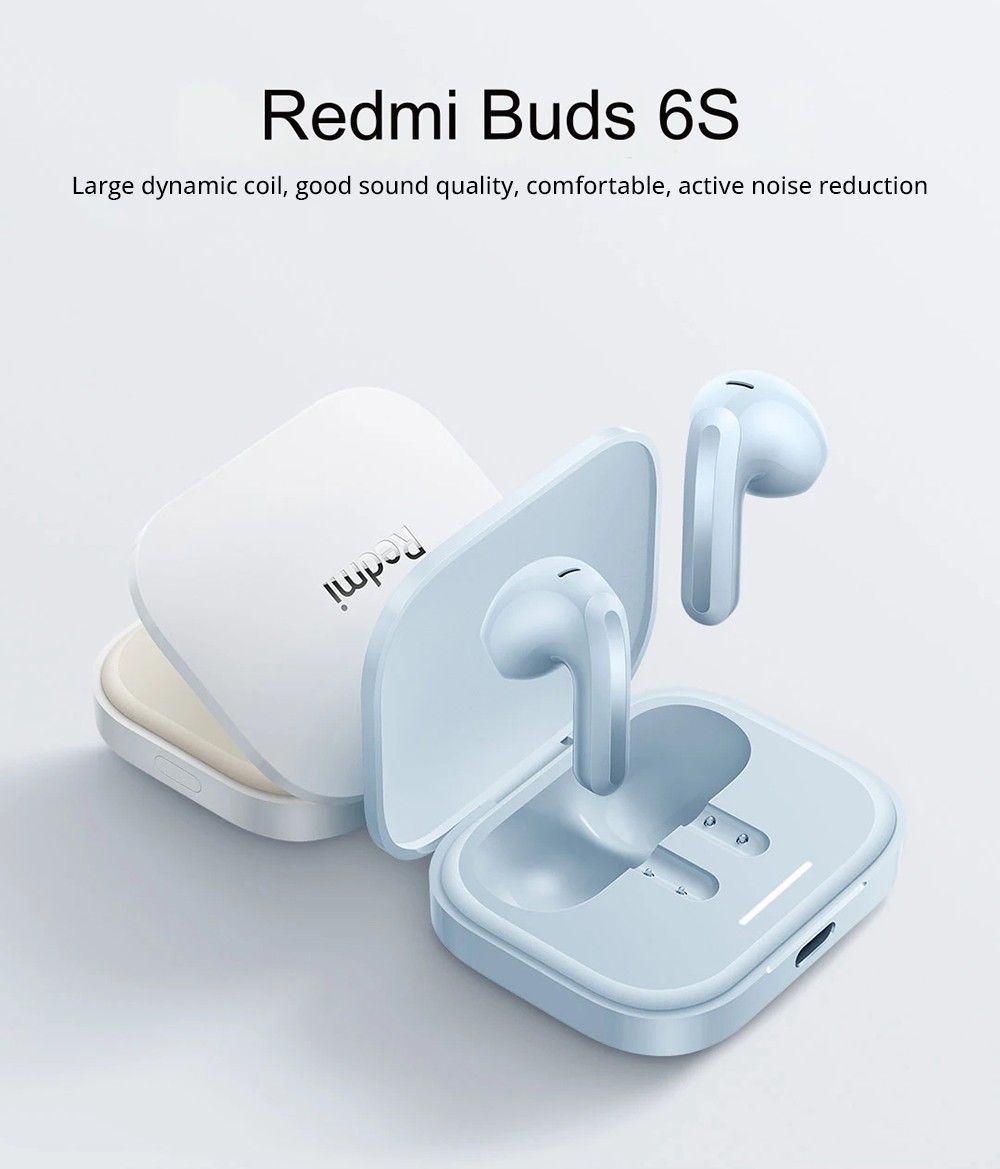 Redmi Buds 6S Semi-in-ear Earbuds, Active Noise Cancellation, Bluetooth 5.3 - White