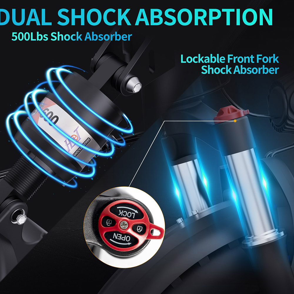 Ridstar H20 Pro Electric Bike, 1000W*2 Motor, 48V 23AH Battery, 20*4 Inch Fat Tires, 49km/h Max Speed, 112km Range, Hydraulic Disc Brake, Front and Rear Shock Absorber, Shimano 7-speed