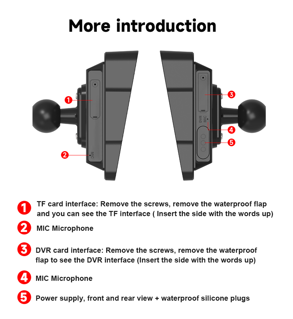 SD5005 5inch 2.5D IPS Motorcycle MP5 Player, Dual Bluetooth Connection, 800*480 Resolution, IP67 Waterproof, Support Carplay/ Mirrorlink/ Android Auto/ TF Card