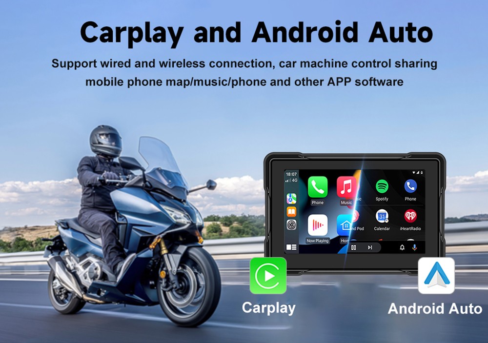 SD5005 5inch 2.5D IPS Motorcycle MP5 Player, Dual Bluetooth Connection, 800*480 Resolution, IP67 Waterproof, Support Carplay/ Mirrorlink/ Android Auto/ TF Card